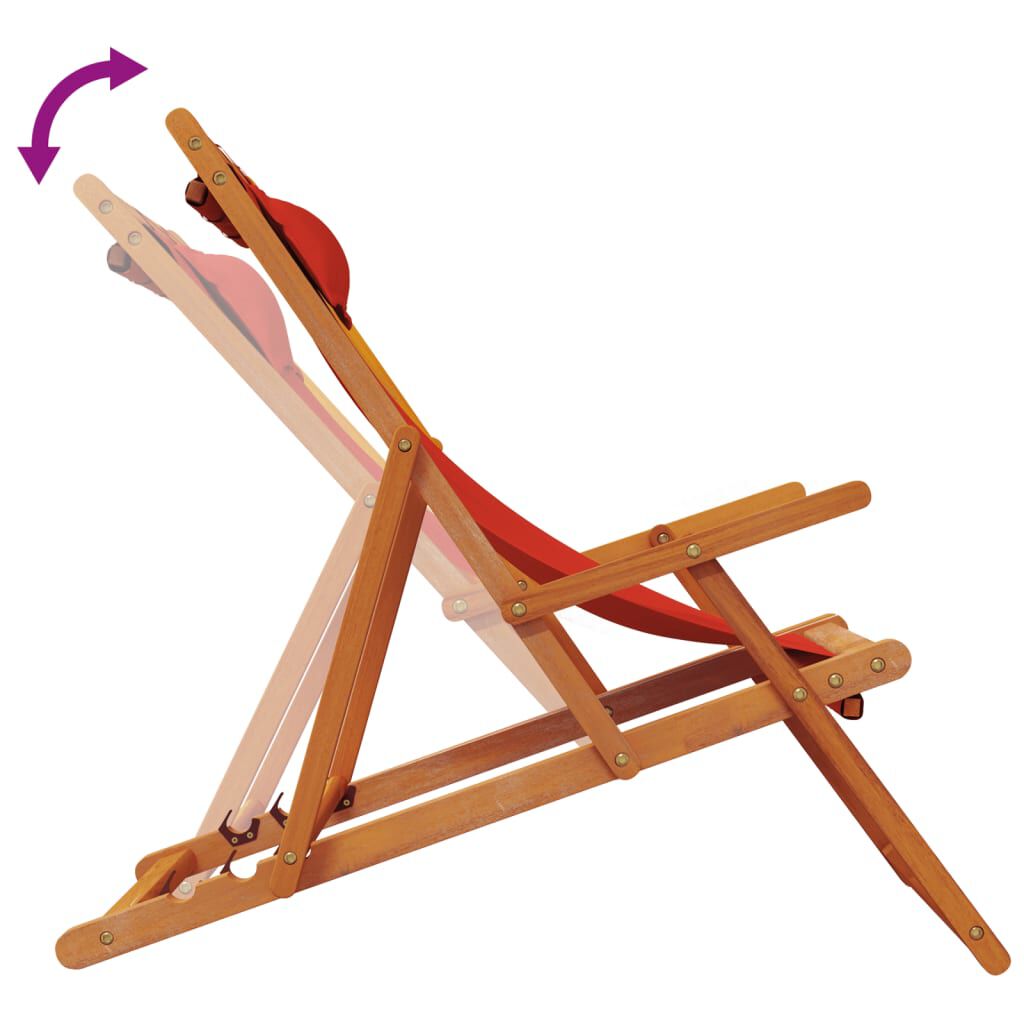 vidaXL Folding Beach Chairs 2 pcs Red Fabric