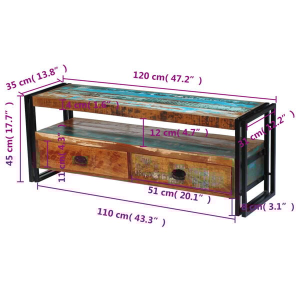 vidaXL TV Cabinet Solid Reclaimed Wood