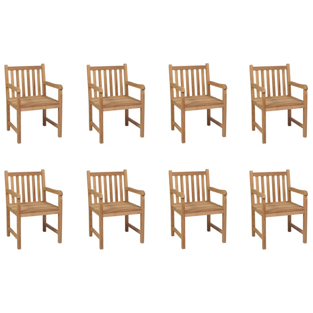 vidaXL Outdoor Chairs 8 pcs Solid Teak Wood