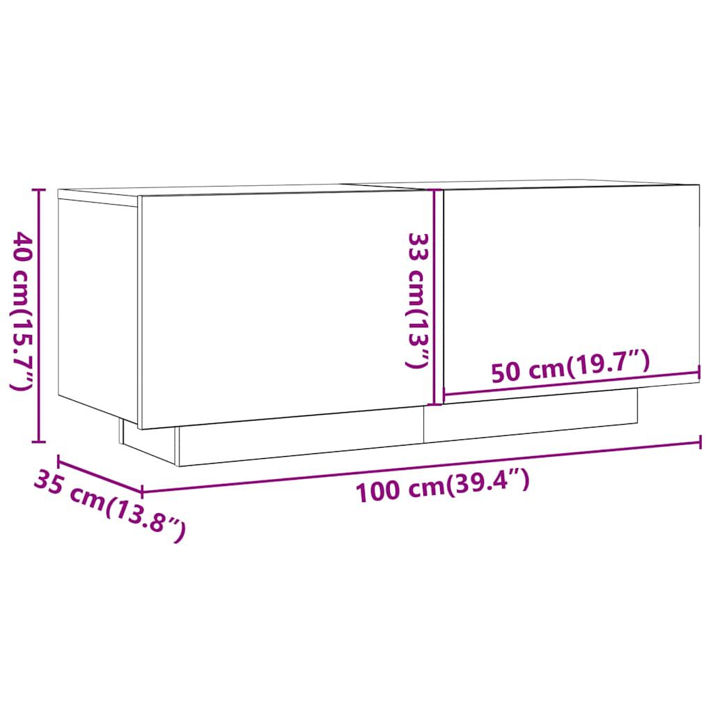 vidaXL TV Cabinet White 100x35x40 cm Engineered Wood
