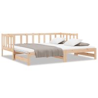 vidaXL Pull-out Day Bed without Mattress 2x(90x200)cm, natural vidaXL Pull-out Day Bed without Mattress 2x(90x200)cm
