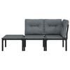 vidaXL 3 Piece Garden Lounge Set Black and Grey Poly Rattan