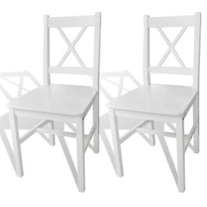 vidaXL Dining Chair | Set of 2 | White | Solid Pine Wood | 83.5 cm tall