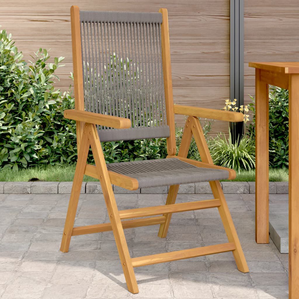 vidaXL Garden Chairs 2 pcs Grey Solid Wood Acacia and Polypropylene