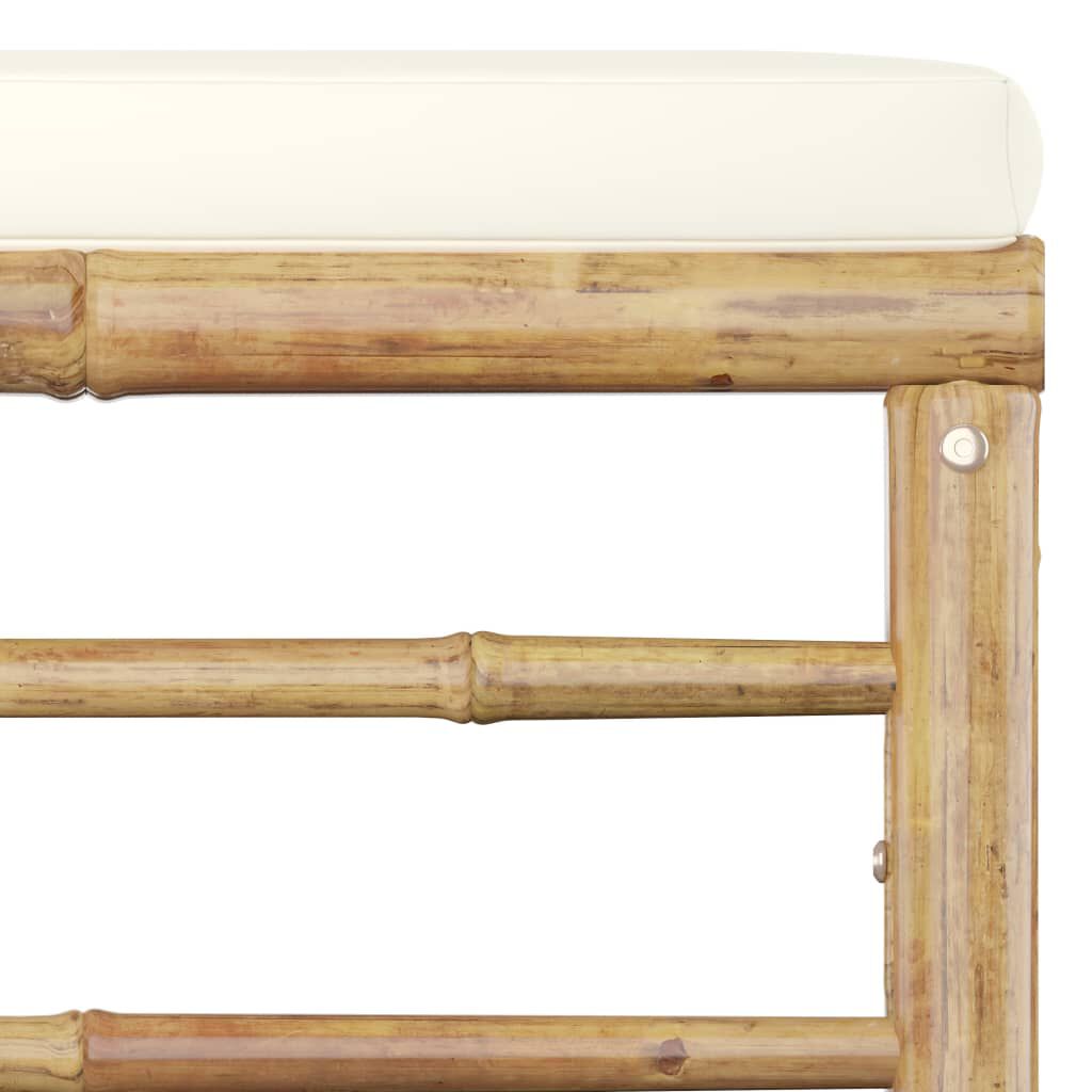 vidaXL 6 Piece Garden Lounge Set with Cream White Cushions Bamboo
