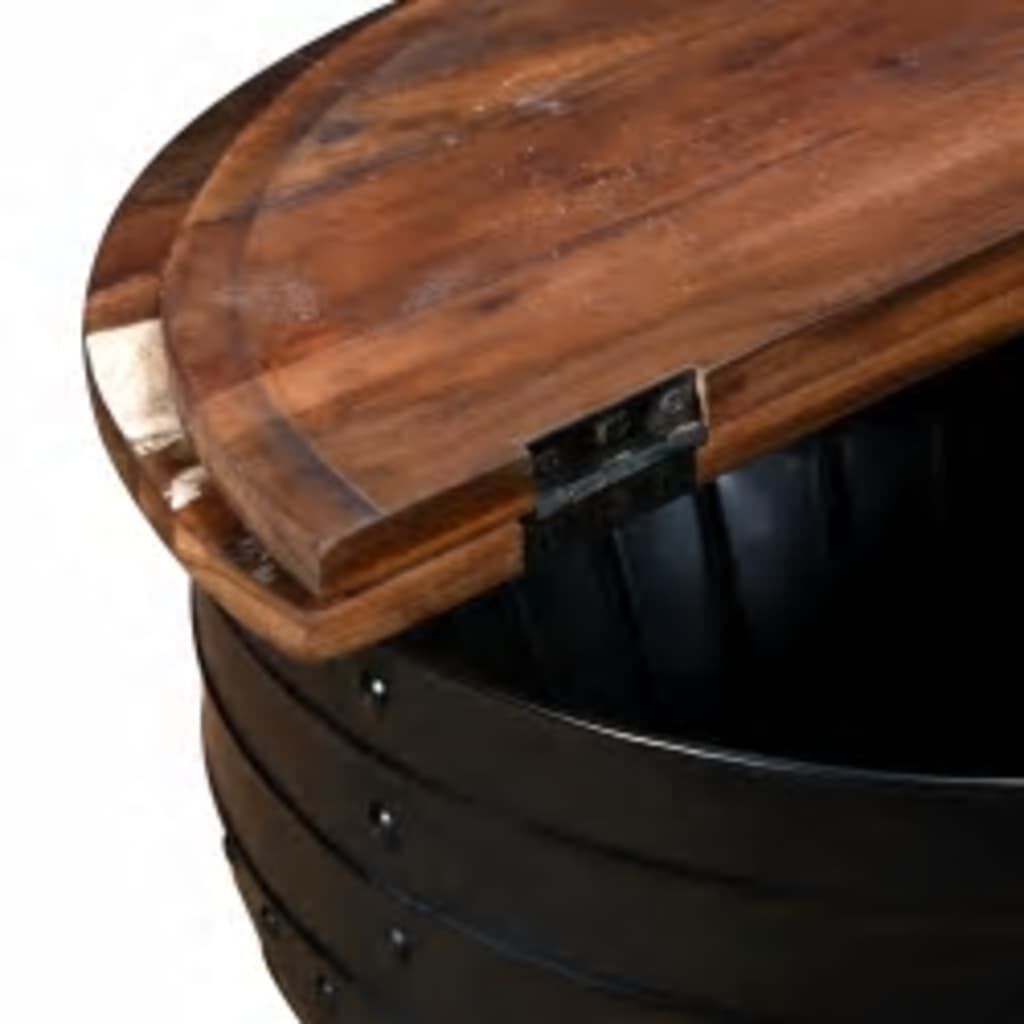 vidaXL Coffee Table Black 50x39.5 cm Solid Wood Reclaimed