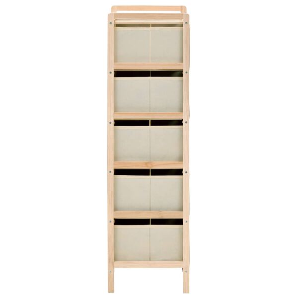 vidaXL Storage Rack with 5 Fabric Baskets Cedar Wood Beige