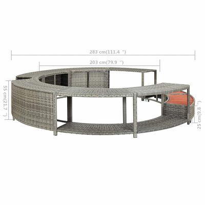 vidaXL Hot Tub Surround Grey Poly Rattan, grey vidaXL Hot Tub Surround Grey Poly Rattan