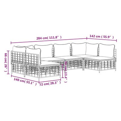 vidaXL 6 Piece Garden Lounge Set with Cushions Anthracite Poly Rattan,  vidaXL 6 Piece Garden Lounge Set with Cushions Anthracite Poly Rattan