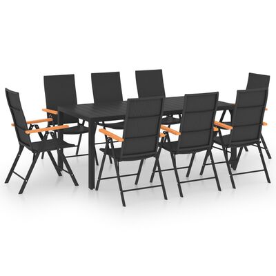 vidaXL 9 Piece Garden Dining Set Black and Brown,  vidaXL 9 Piece Garden Dining Set Black and Brown