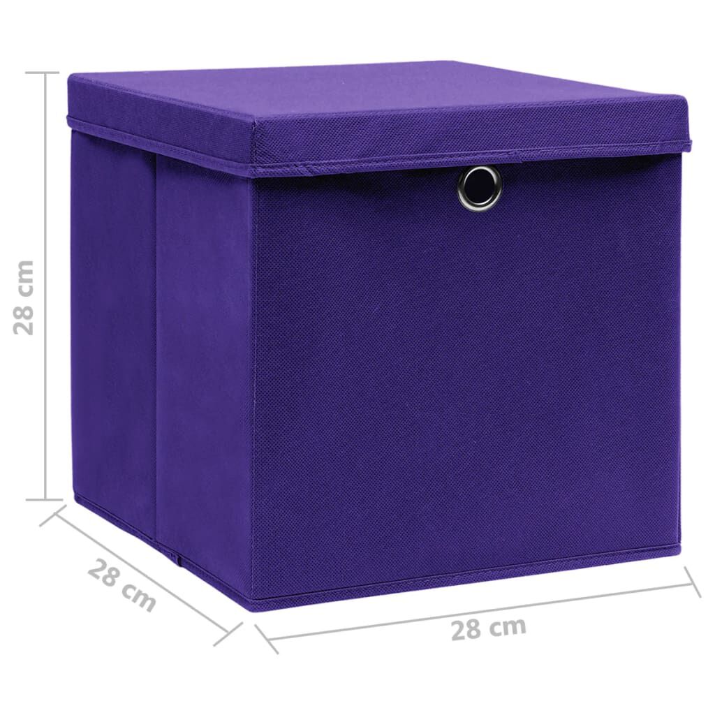 vidaXL Storage Boxes with Covers 10 pcs 28x28x28 cm Purple
