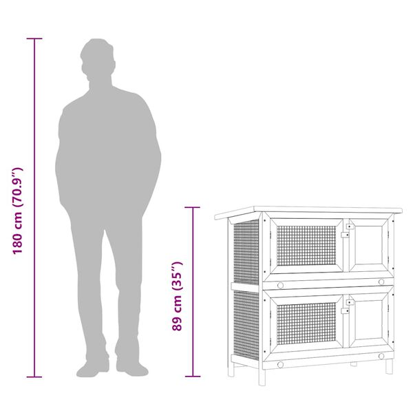 vidaXL Outdoor Rabbit Hutch Small Pet Cage 4 Door Wood