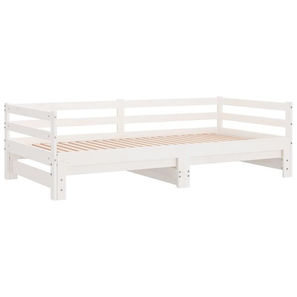 vidaXL Pull-out Day Bed without Mattress White 90x200 cm