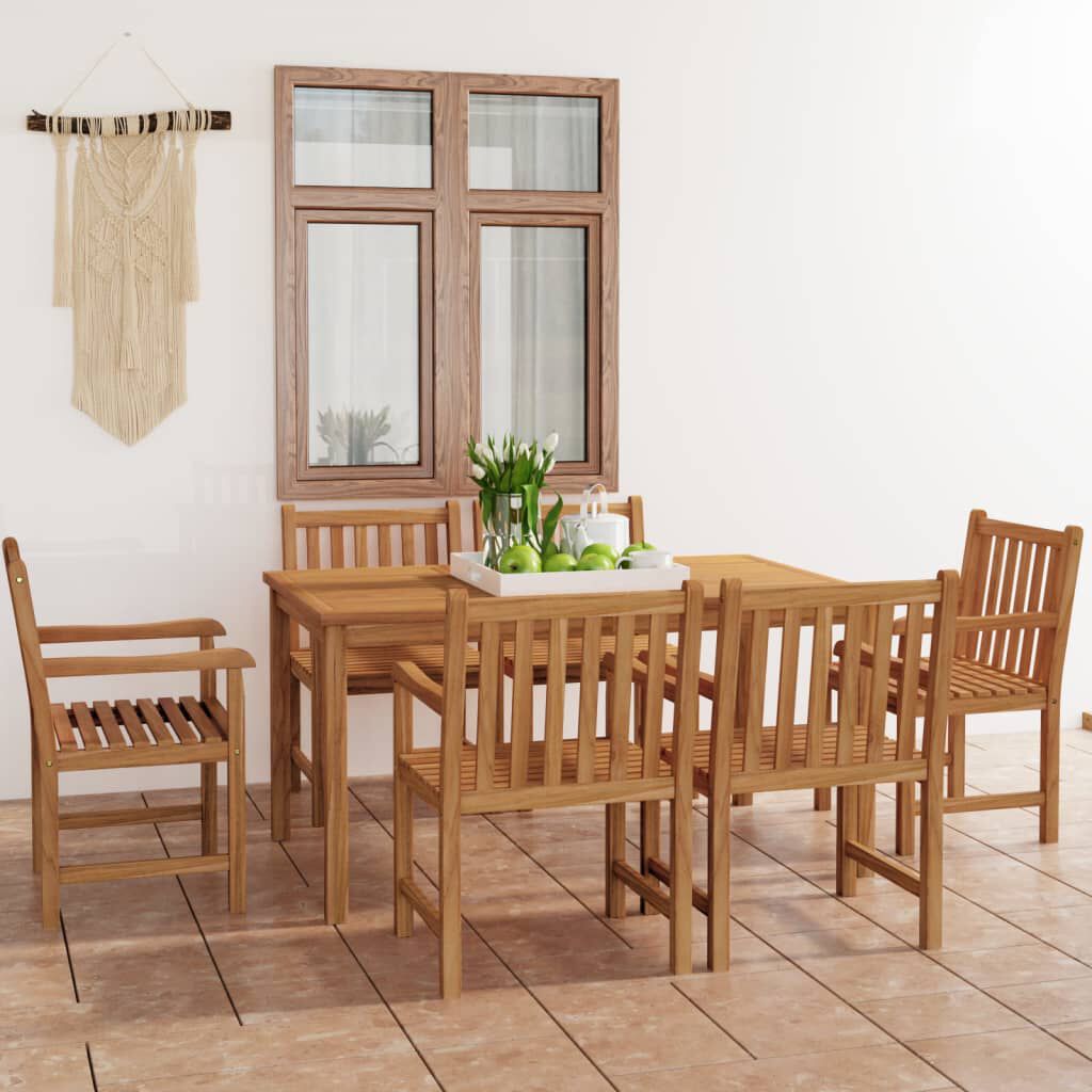 vidaXL 7 Piece Garden Dining Set Solid Teak Wood