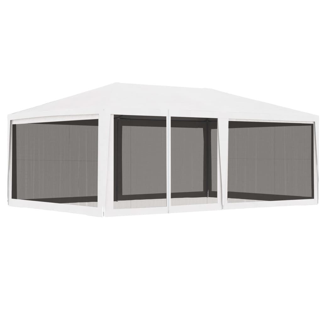 vidaXL Party Tent with 4 Mesh Sidewalls 4x6 m White