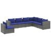 vidaXL 7 Piece Garden Lounge Set with Cushions Poly Rattan Grey