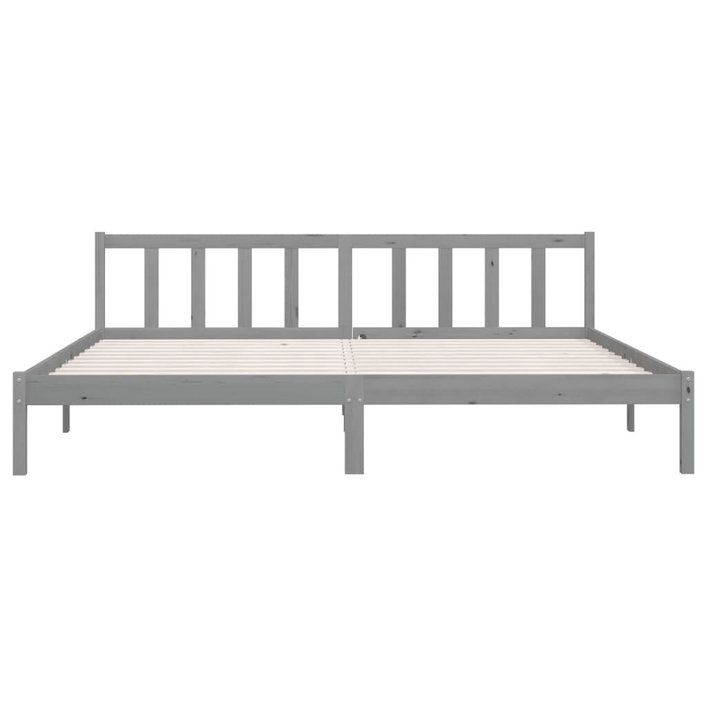 vidaXL Bed Frame without Mattress Grey Solid Wood Super King Size