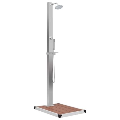 vidaXL Outdoor Shower with Tray WPC Stainless Steel, brown vidaXL Outdoor Shower with Tray WPC Stainless Steel