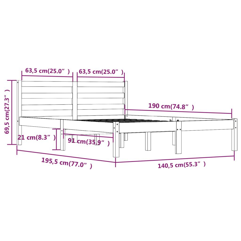 vidaXL Bed Frame without Mattress 135x190cm Double