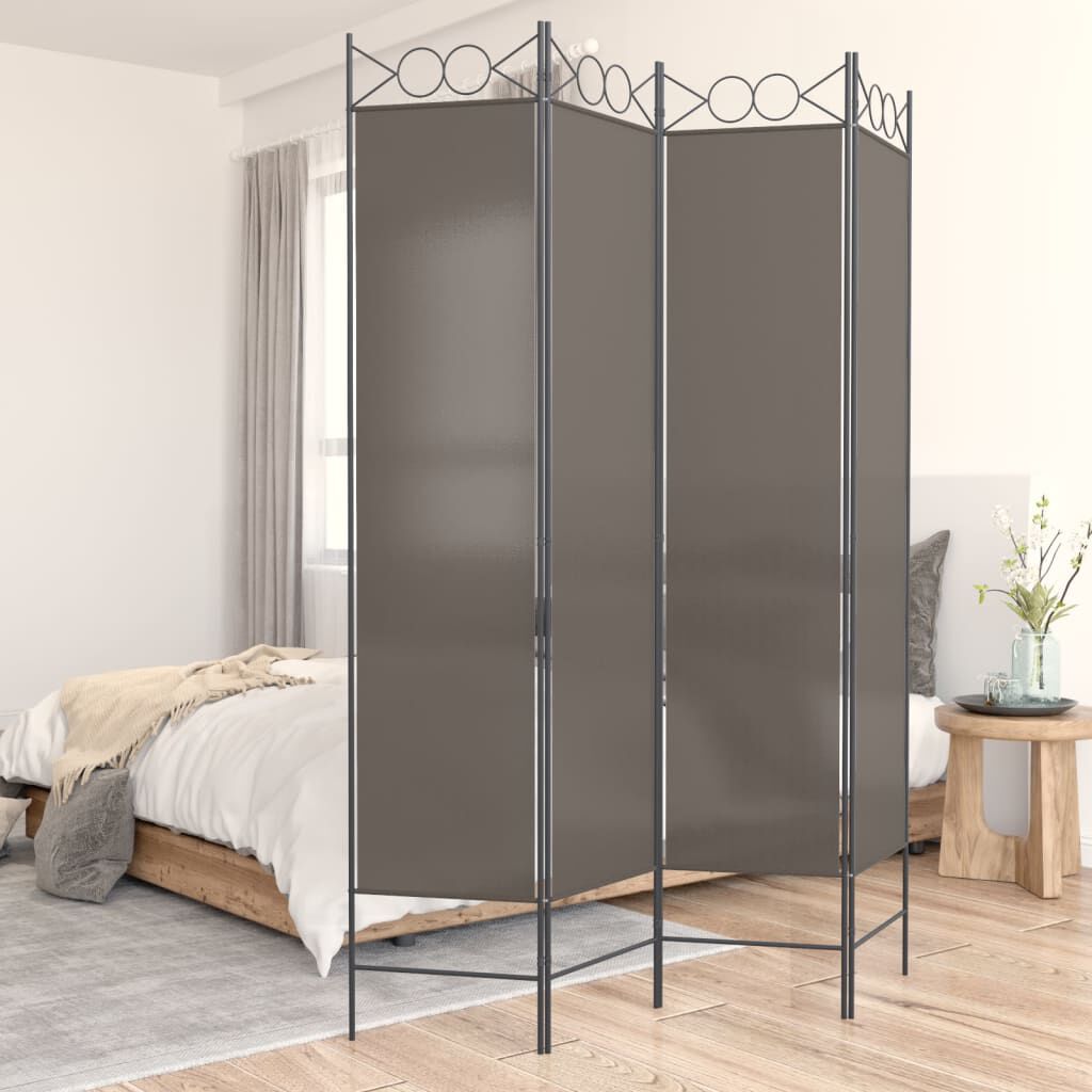 vidaXL 4-Panel Room Divider Anthracite 160x200 cm Fabric