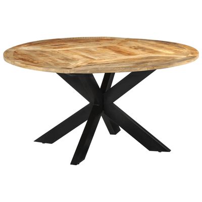 vidaXL Dining Table Ø150x76 cm Solid Rough Wood Mango,  vidaXL Dining Table Ø150x76 cm Solid Rough Wood Mango