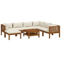 vidaXL 8 Piece Garden Lounge Set with Cream Cushion Solid Acacia Wood, cream vidaXL 8 Piece Garden Lounge Set with Cream Cushion Solid Acacia Wood