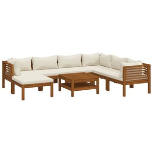 vidaXL 8 Piece Garden Lounge Set with Cream Cushion Solid Acacia Wood