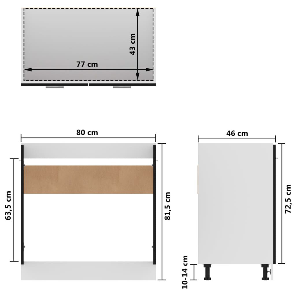 vidaXL Sink Bottom Cabinet Lyon Black 80x46x81.5 cm Engineered Wood