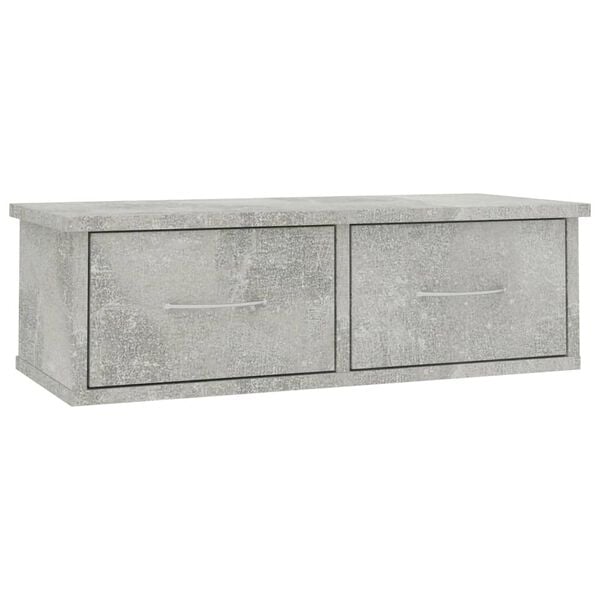 vidaXL Wall-mounted Drawer Shelf Concrete Grey 60x26x18.5 cm Engineered Wood