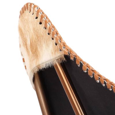 vidaXL Butterfly Chair Brown and White Genuine Goat Leather, brown and white vidaXL Butterfly Chair Brown and White Genuine Goat Leather