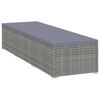 vidaXL Sun Lounger with Cushion and Tea Table Poly Rattan Grey