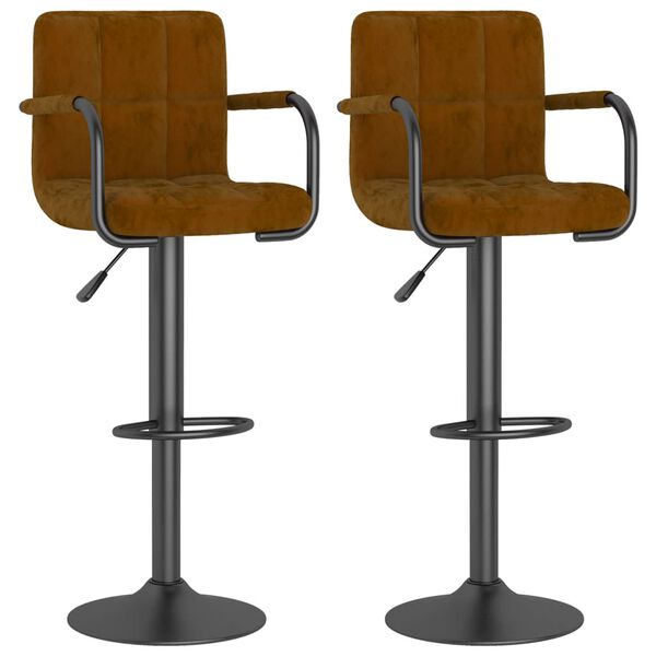 vidaXL Bar Stools 2 pcs Brown Velvet