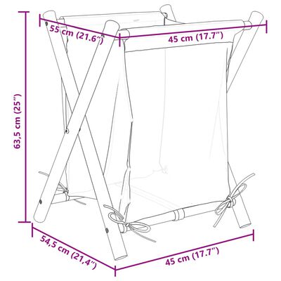 vidaXL Laundry Basket Cream White 45x55x63.5 cm Bamboo,  vidaXL Laundry Basket Cream White 45x55x63.5 cm Bamboo