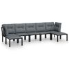 vidaXL 7 Piece Garden Lounge Set Black and Grey Poly Rattan