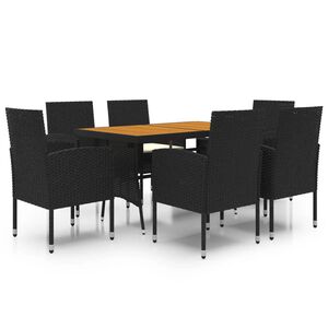 vidaXL 7 Piece Outdoor Dining Set Poly Rattan Black