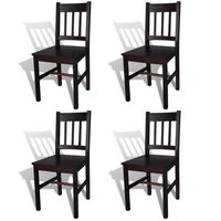 vidaXL Dining Chairs 4 pcs Dark Brown Pinewood, dark brown vidaXL Dining Chairs 4 pcs Dark Brown Pinewood