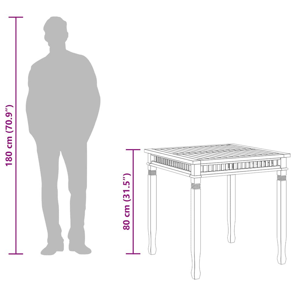 vidaXL Garden Dining Table 80x80x80 cm Solid Teak Wood