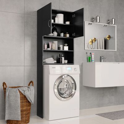vidaXL Washing Machine Cabinet Black 64x25.5x190 cm Engineered Wood, black vidaXL Washing Machine Cabinet Black 64x25.5x190 cm Engineered Wood