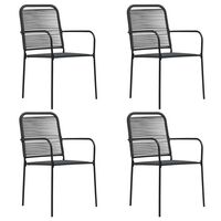 vidaXL Garden Chairs 4 pcs Cotton Rope and Steel Black,  vidaXL Garden Chairs 4 pcs Cotton Rope and Steel Black