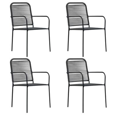 vidaXL Garden Chairs 4 pcs Cotton Rope and Steel Black,  vidaXL Garden Chairs 4 pcs Cotton Rope and Steel Black