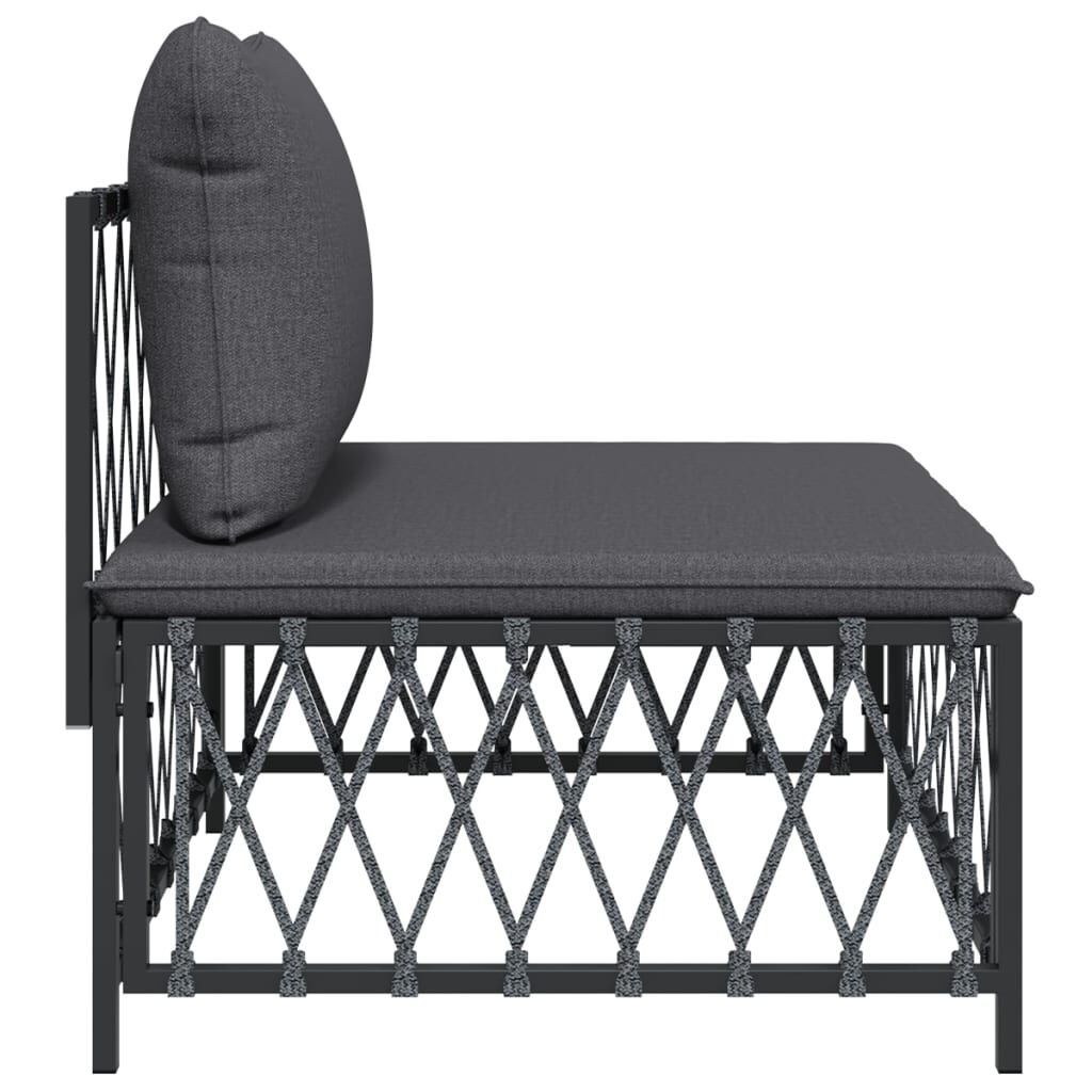 vidaXL Garden Middle Sofa with Cushions Anthracite Woven Fabric