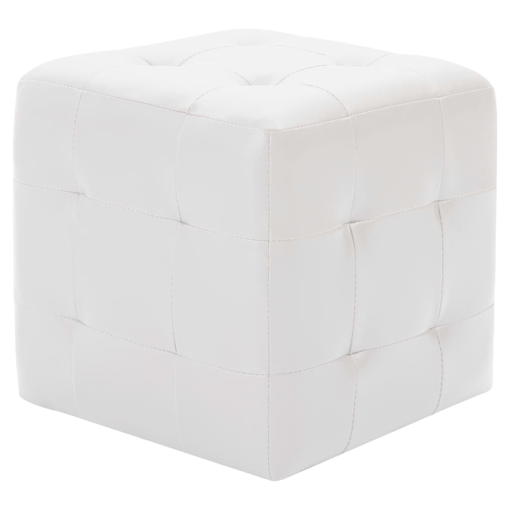 vidaXL Pouffe 2 pcs White 30x30x30 cm Faux Leather
