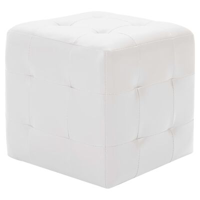 vidaXL Pouffe 2 pcs White 30x30x30 cm Faux Leather, white vidaXL Pouffe 2 pcs White 30x30x30 cm Faux Leather