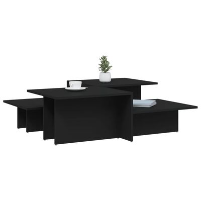 vidaXL Coffee Tables 2 pcs Black Engineered Wood, black vidaXL Coffee Tables 2 pcs Black Engineered Wood
