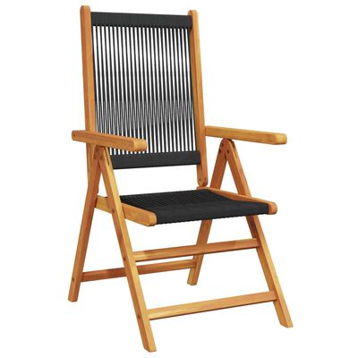 vidaXL Garden Chairs 2 pcs Black Solid Wood Acacia and Polypropylene, black vidaXL Garden Chairs 2 pcs Black Solid Wood Acacia and Polypropylene