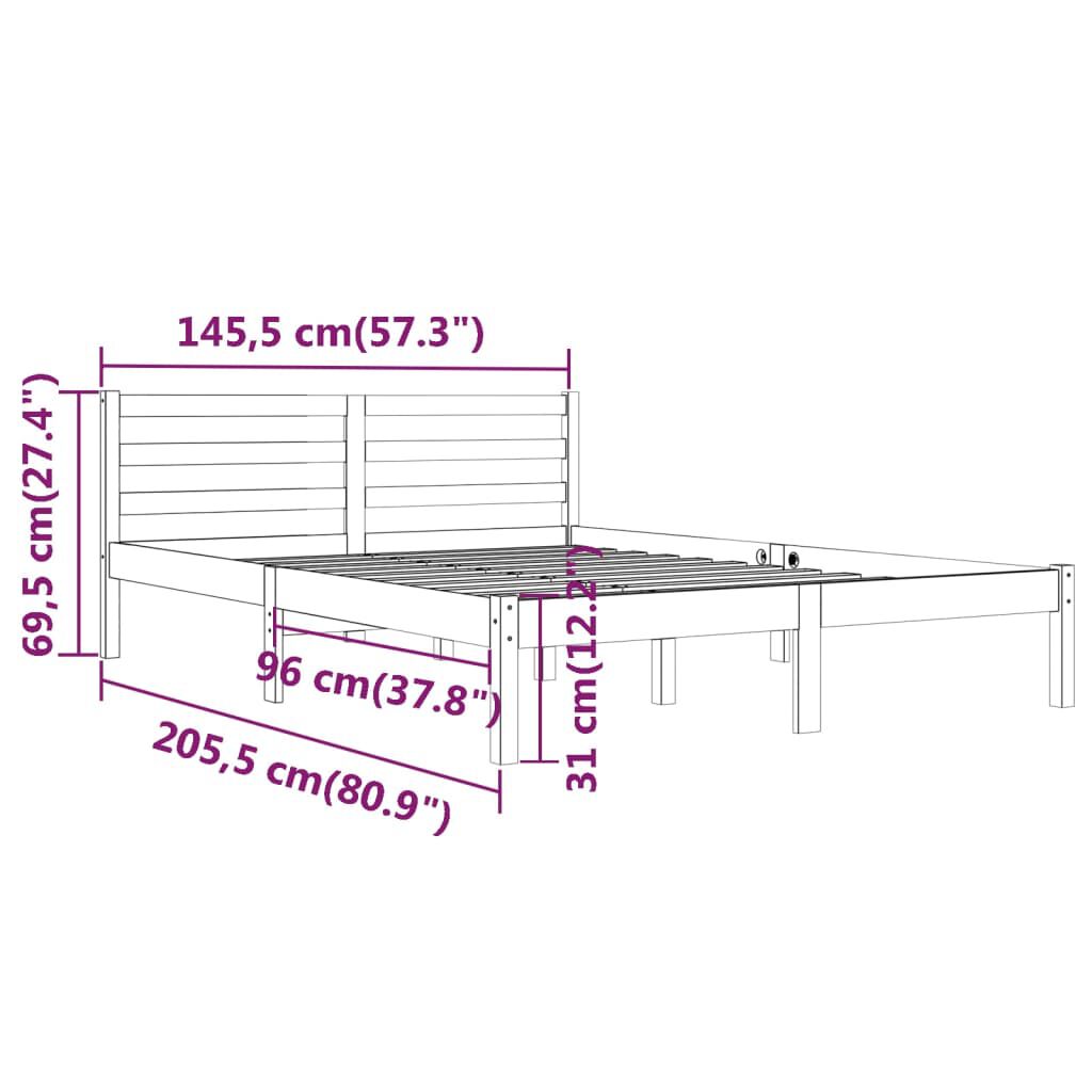 vidaXL Bed Frame without Mattress Solid Wood Pine 140x200cm Honey Brown