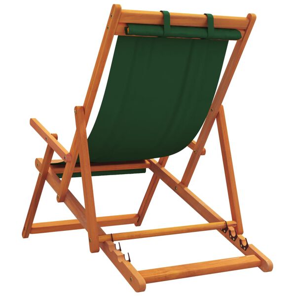 vidaXL Folding Beach Chairs 2 pcs Green Fabric