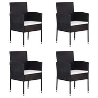 vidaXL Garden Chairs with Cream White Cushions 4 pcs Black Poly Rattan, cream white vidaXL Garden Chairs with Cream White Cushions 4 pcs Black Poly Rattan