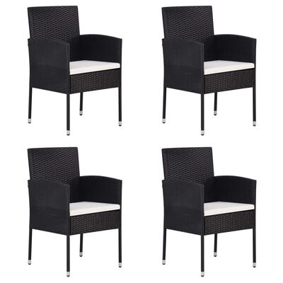 vidaXL Garden Chairs with Cream White Cushions 4 pcs Black Poly Rattan, cream white vidaXL Garden Chairs with Cream White Cushions 4 pcs Black Poly Rattan