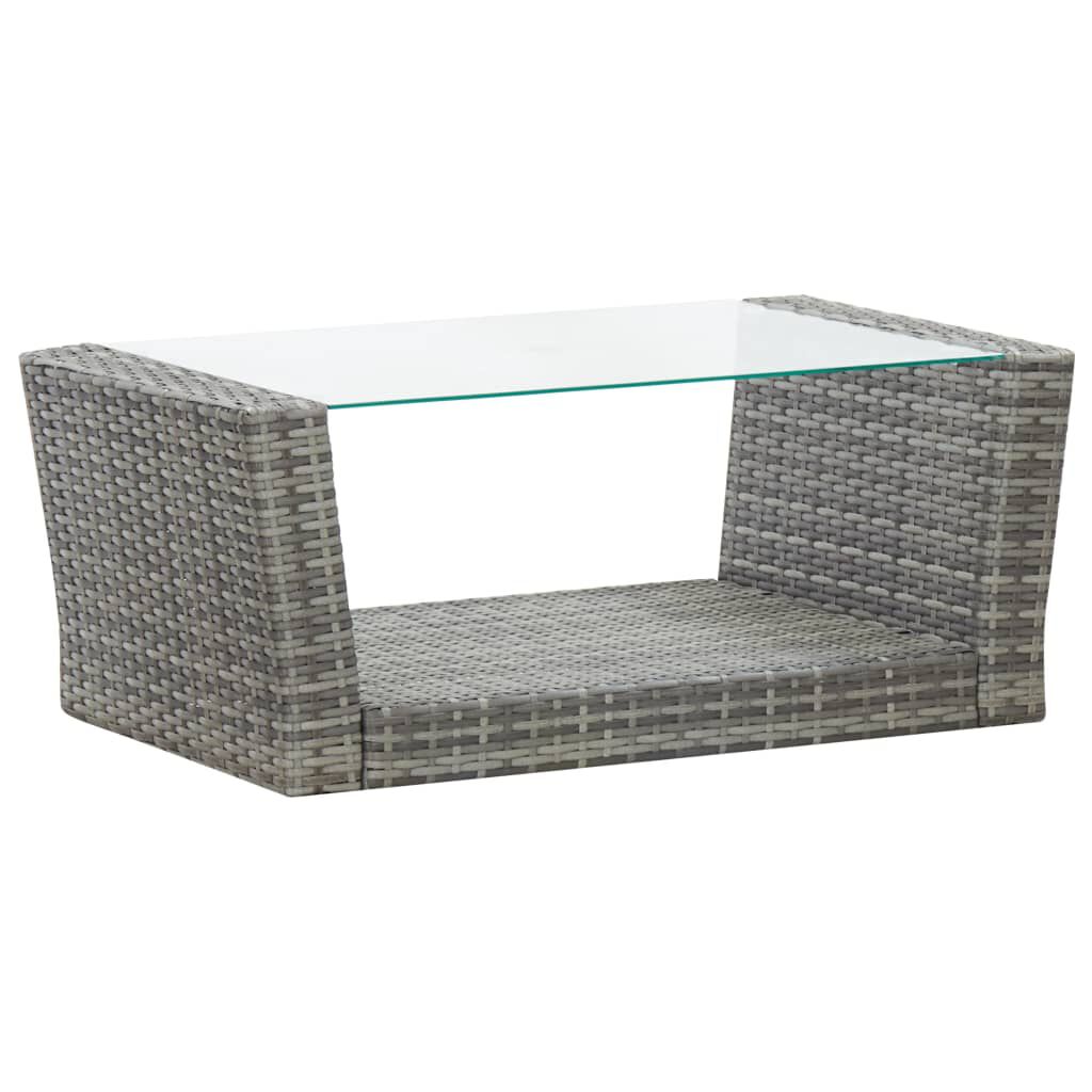 vidaXL 4 Piece Garden Lounge Set with Cushions Poly Rattan Grey